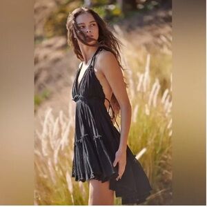 Free People high-low strappy low back gray sundress dress sz.XS